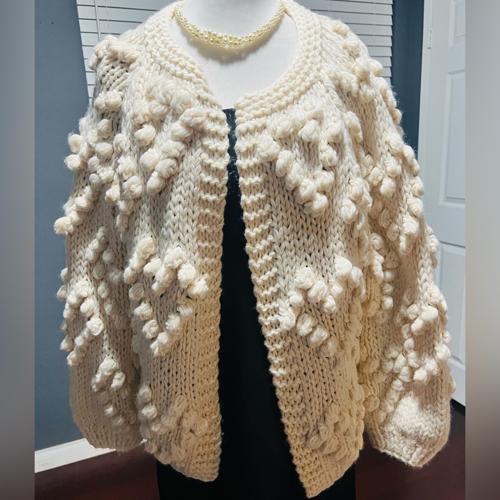 New Open Front Ivory Cardigan. Oversized Size Small - Picture 8 of 8